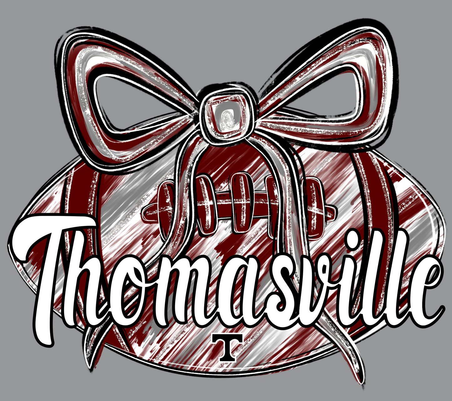 DESIGN #13 26-27 GIRL FOOTBALL WITH BOW FRONT ONLY DESIGN